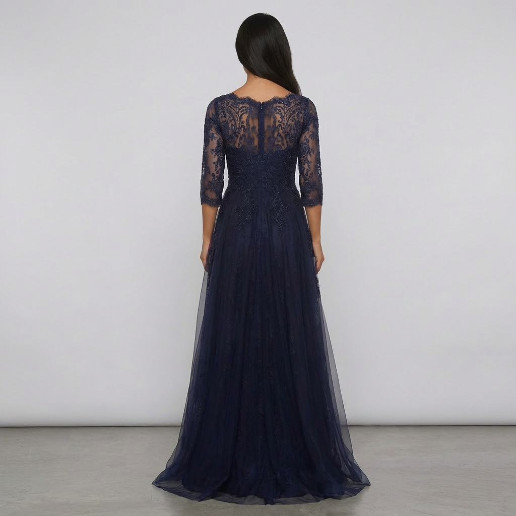 Elegant A-Line Kjole med Klassisk Rund Hals
