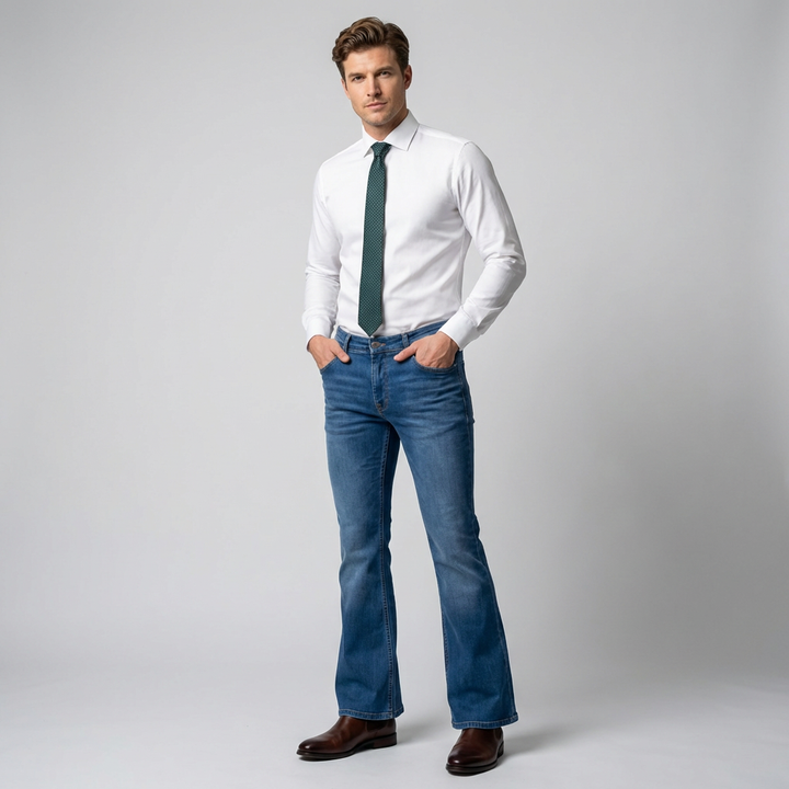 Herrejeans med vintage, udvidede ben