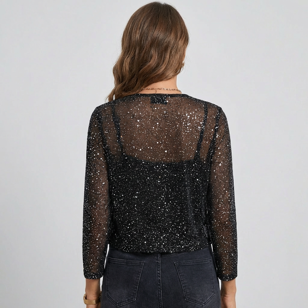 Glitter-pailletteret cardigan til kvinder