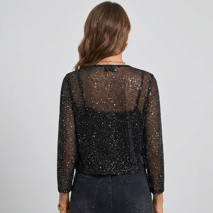 Glitter-pailletteret cardigan til kvinder