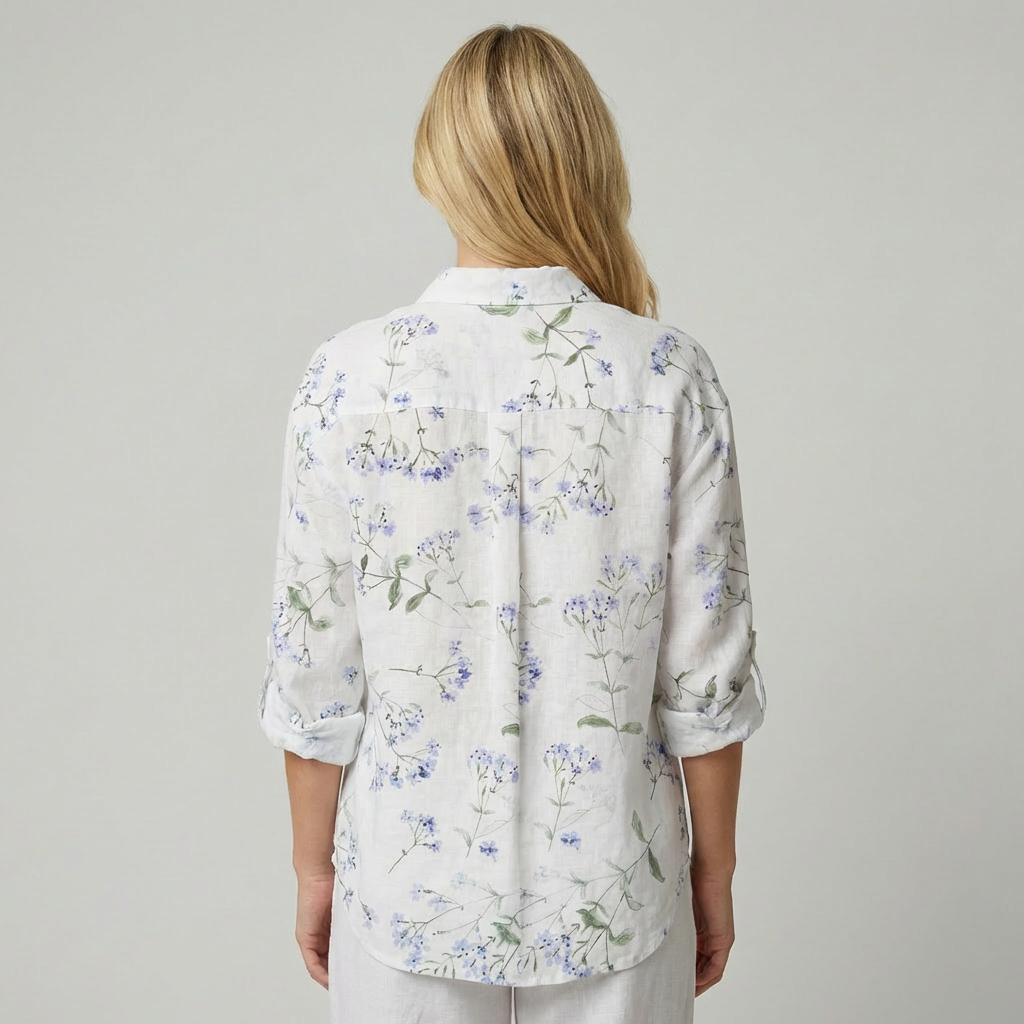 Plus Size Langærmet Mønstret Dameskjorte