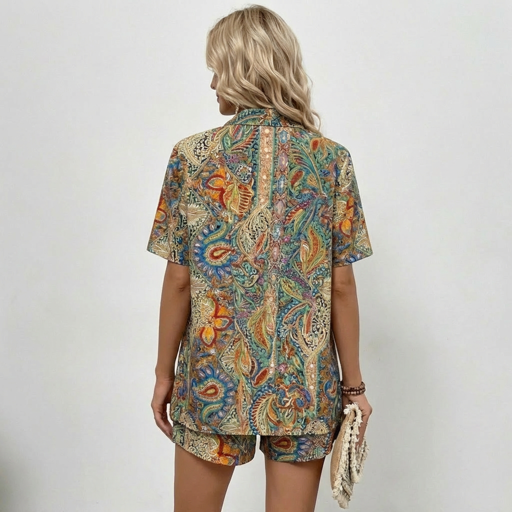 Dame Kimono-skjorte og Shorts