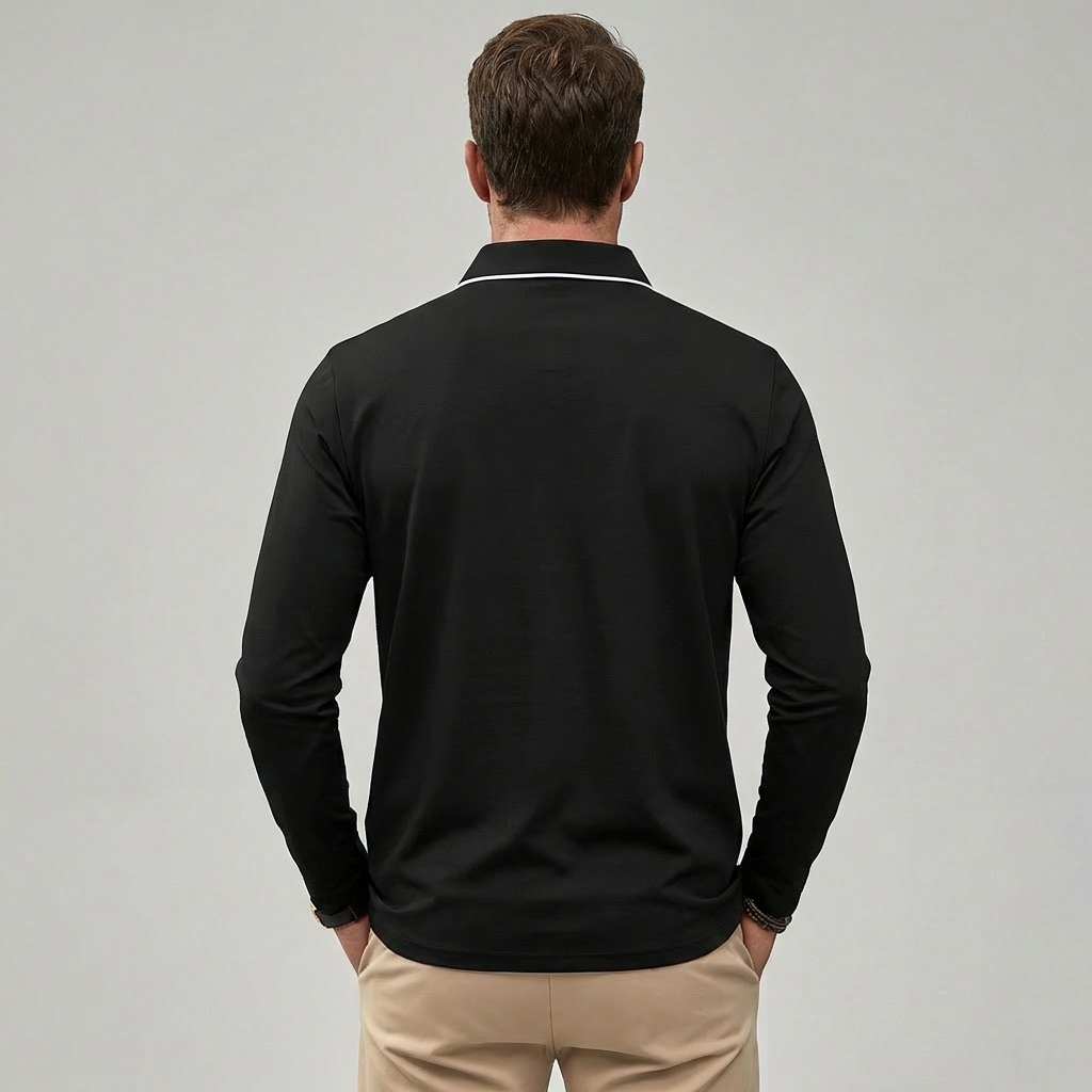 Herre langærmet poloshirt med brystlomme