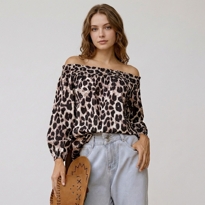 Damebluse med mulletkant