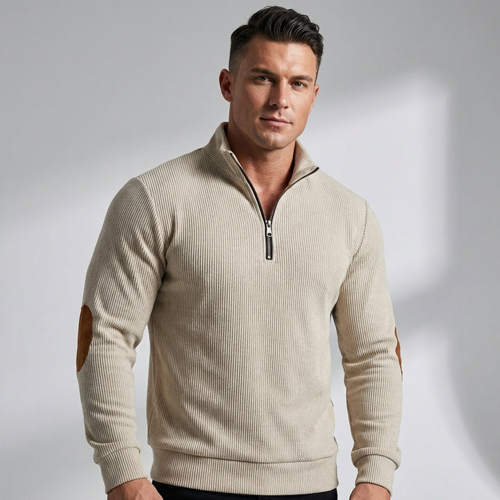 Herrepullover med ribbede manchetter