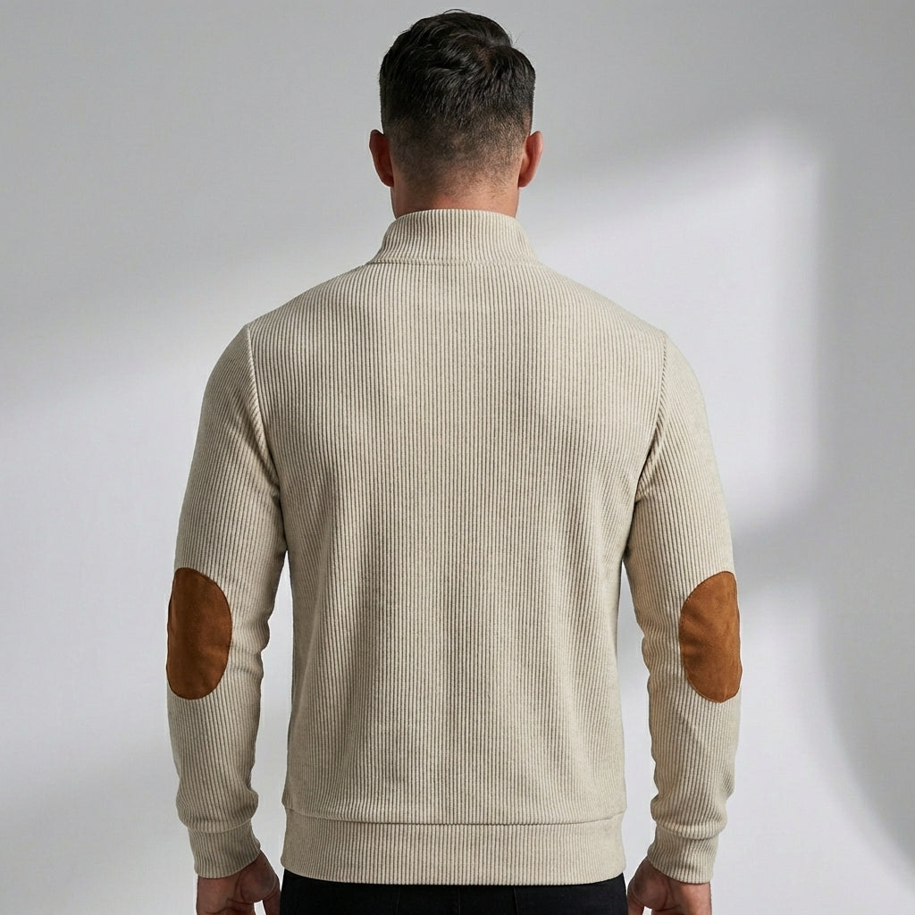 Herrepullover med ribbede manchetter