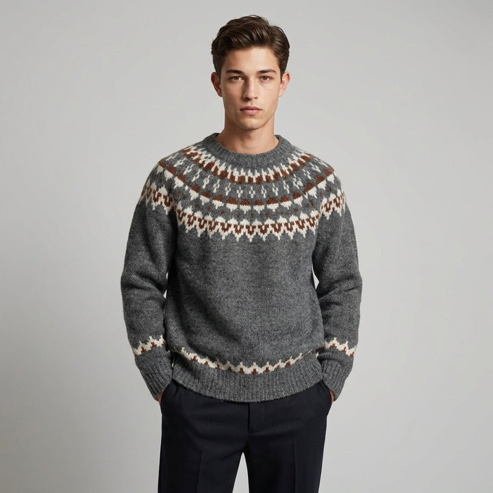 Herre vintage sweater med rund hals – Retro stil