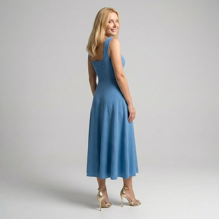 Elegant ærmeløs ensfarvet damekjole