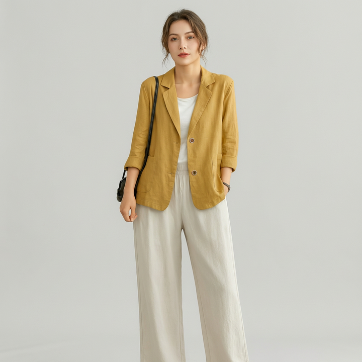 Blazer i afslappet pasform med naturlige fibre