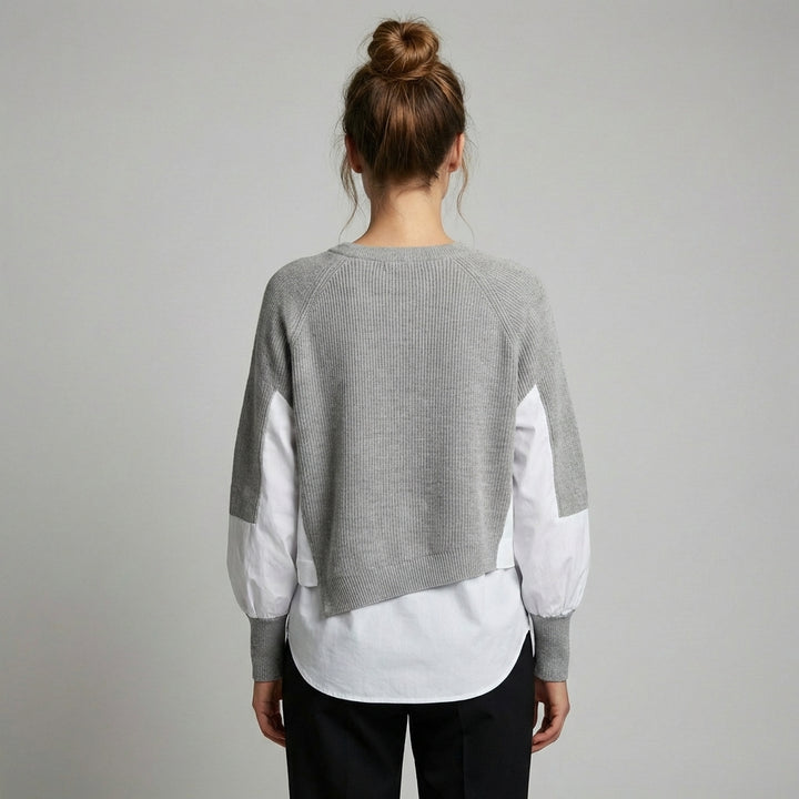 To-i-en pullover med hvid skjortekant