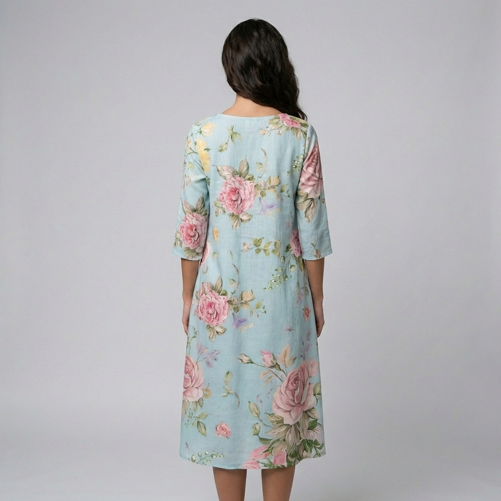 Elegant blomsterprintet sommerkjole til kvinder