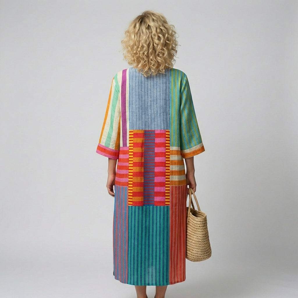 Elegant kjole med geometrisk print til kvinder