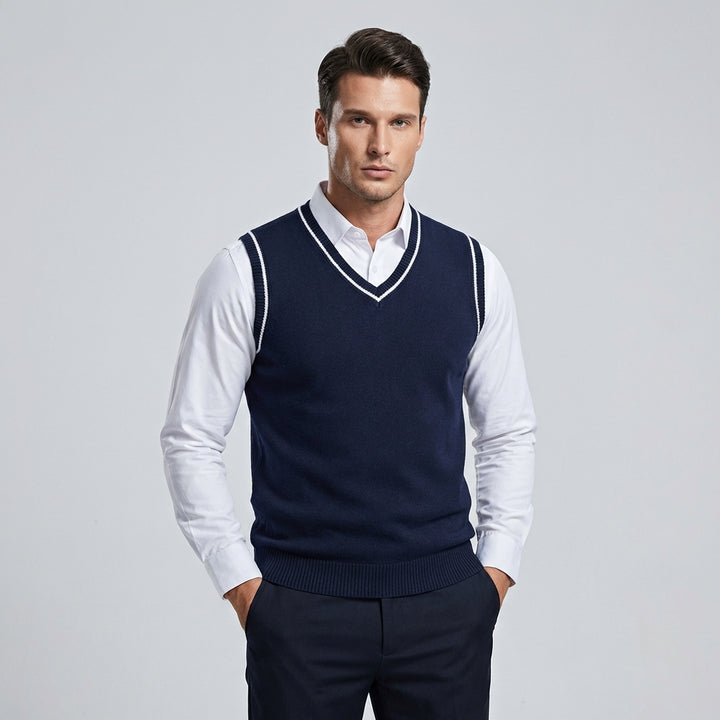 Retro stribet pullover i preppy-stil uden ærmer