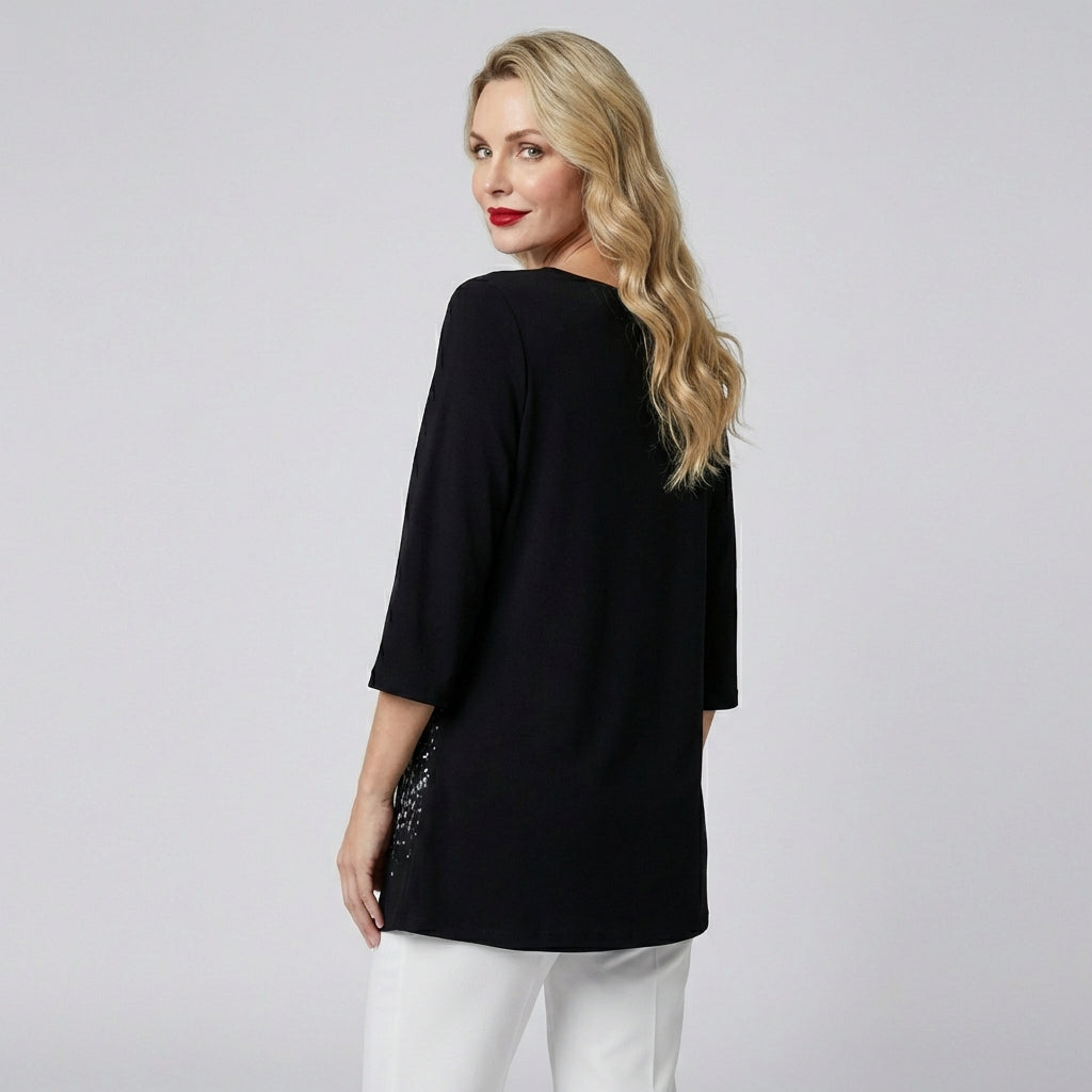 Sommerfugl Print Bluse Med Rund Hals