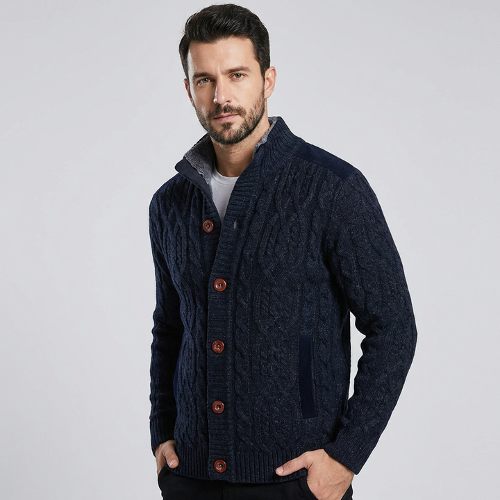 Herrecardigan med plysfor