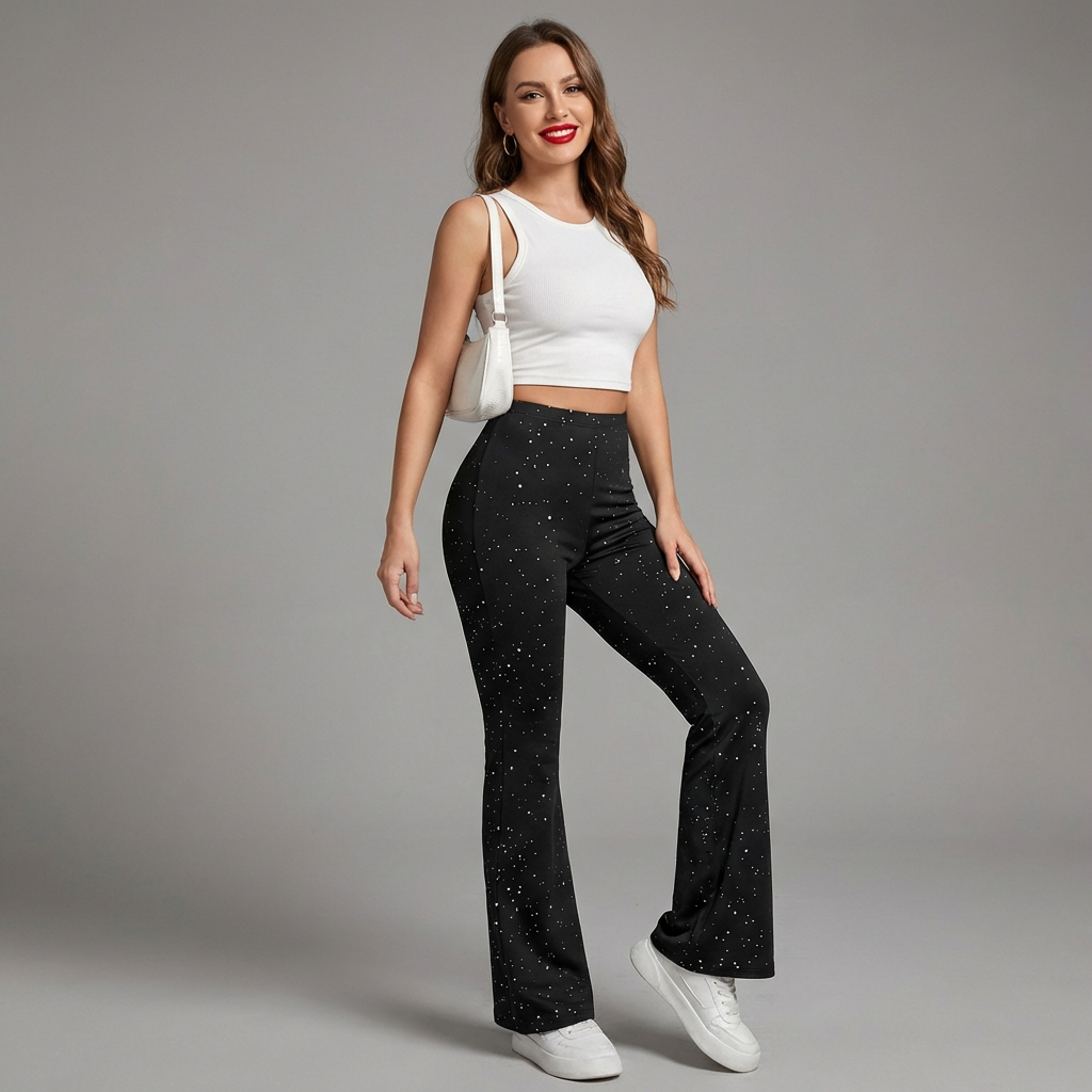 Flared Glitter Trousers
