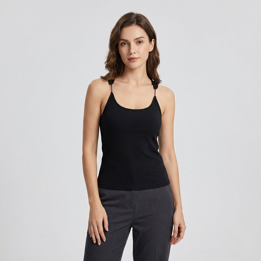 Dame ribbet tanktop med usynlige stropper