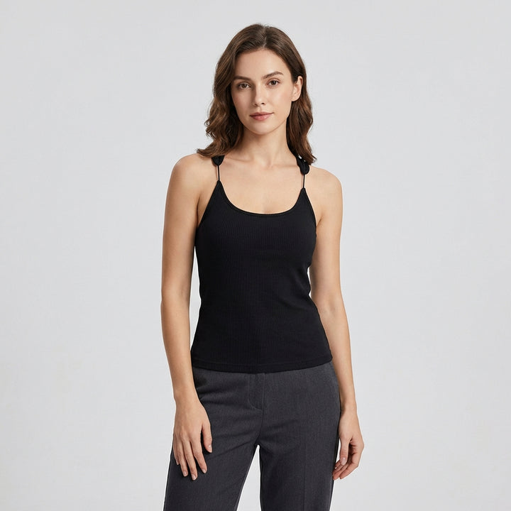 Dame ribbet tanktop med usynlige stropper