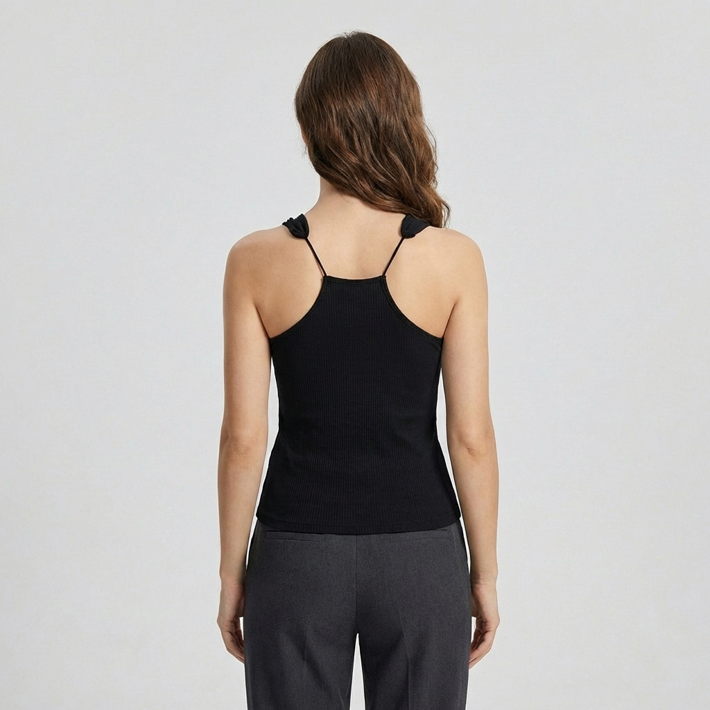 Dame ribbet tanktop med usynlige stropper