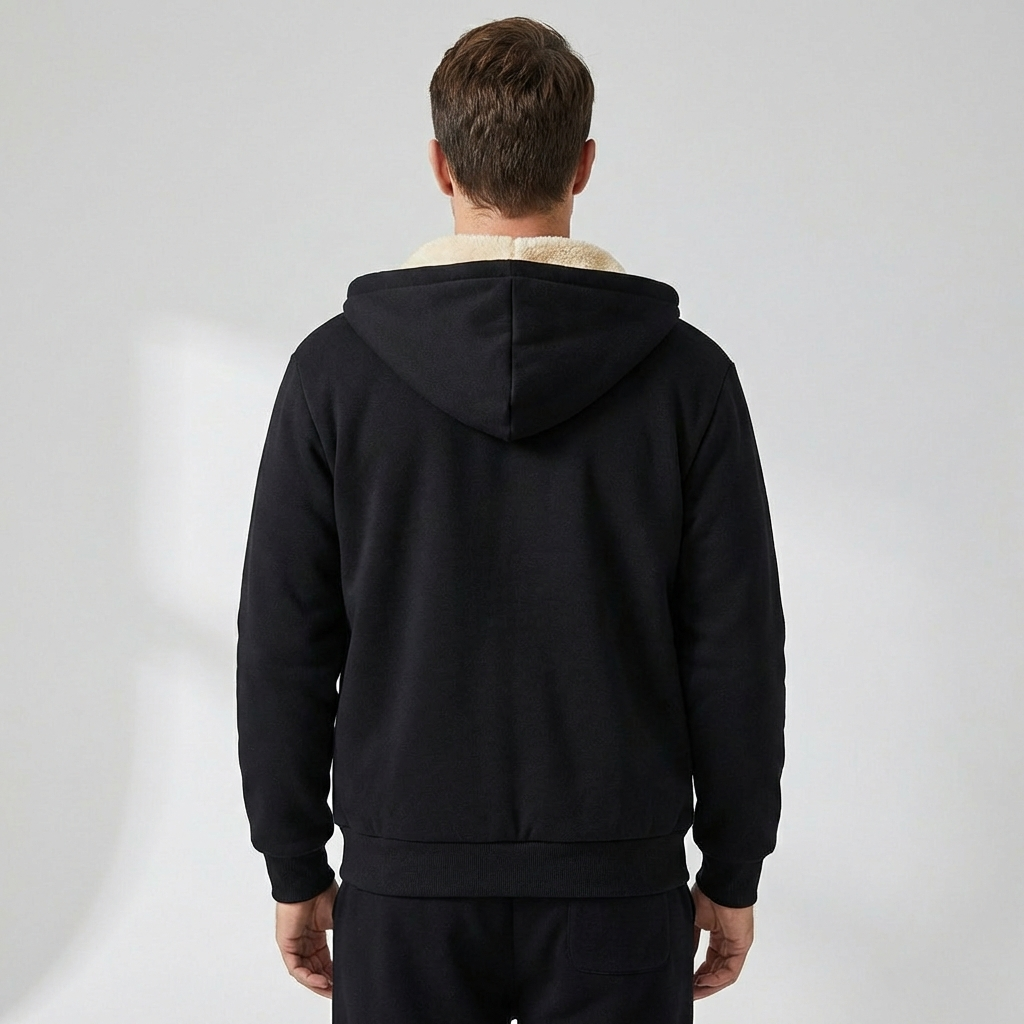 Varm herre vinterhoodie med fleecefor