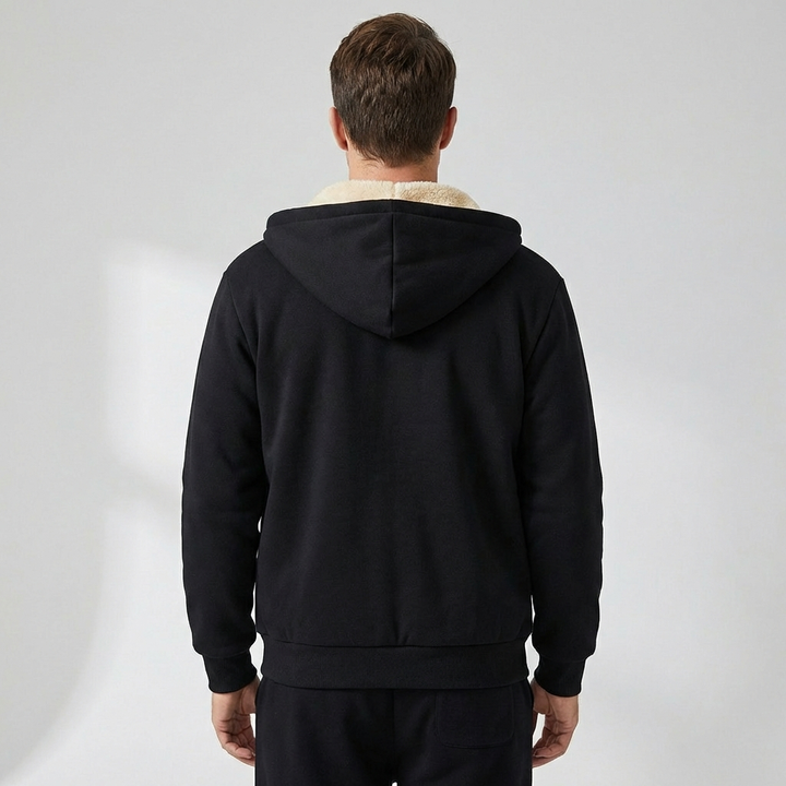 Varm herre vinterhoodie med fleecefor