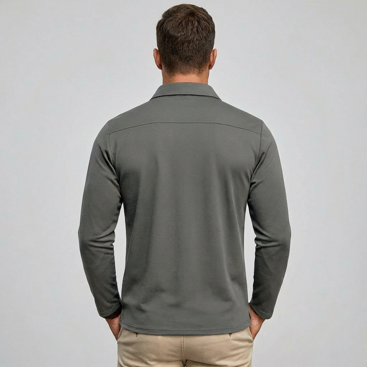 Klassisk langærmet sommerpoloshirt til mænd
