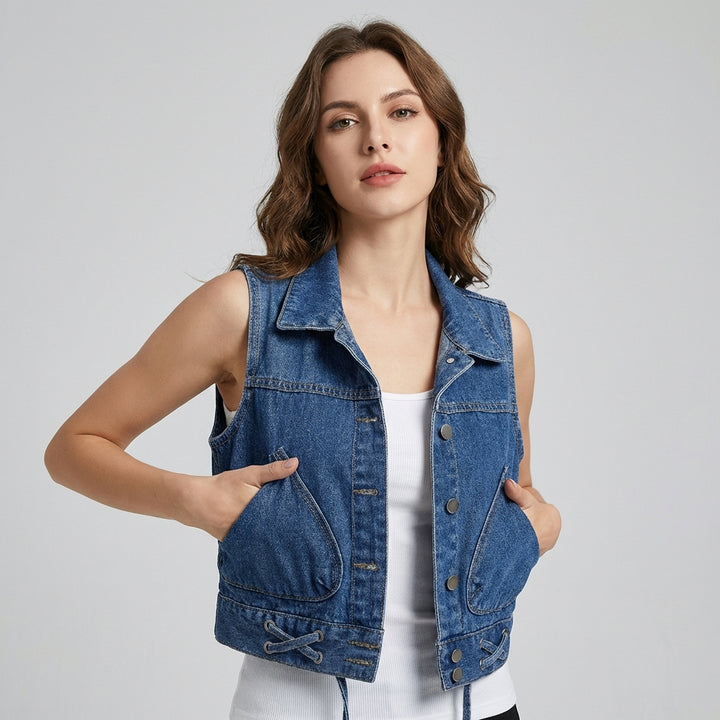 Ærmeløs let denimvest til kvinder
