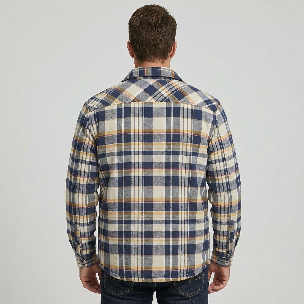 Bomuldsflannelskjorte med tern i skovhuggerstil