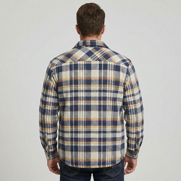Bomuldsflannelskjorte med tern i skovhuggerstil
