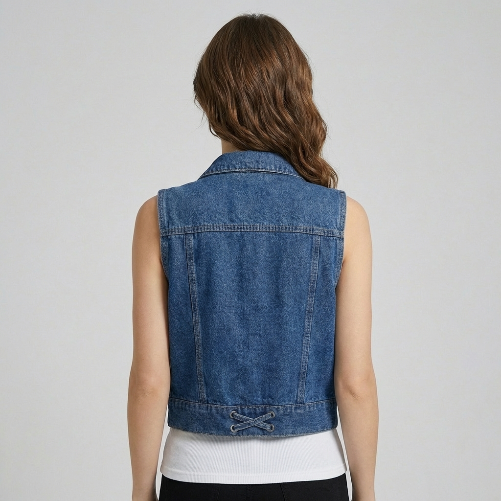 Ærmeløs let denimvest til kvinder