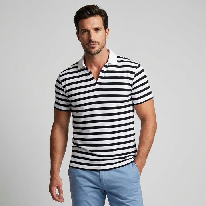 Retro striped polo til mænd