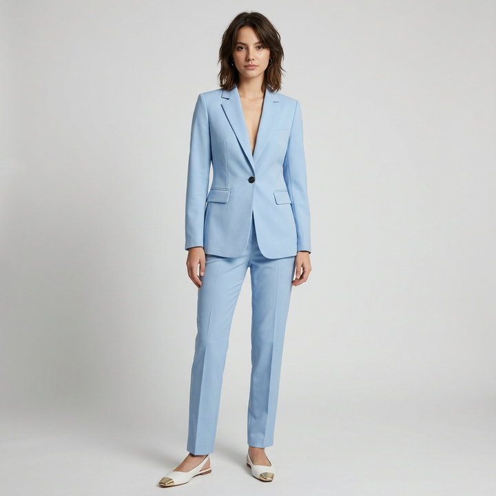 Klassisk stil med hak i revers blazer sæt til kvinder