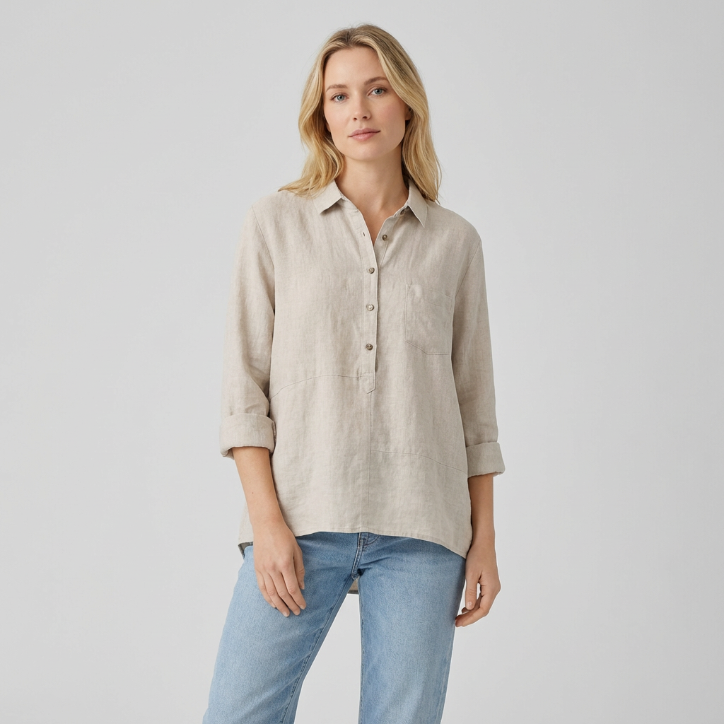 Elegant langærmet bluse til kvinder
