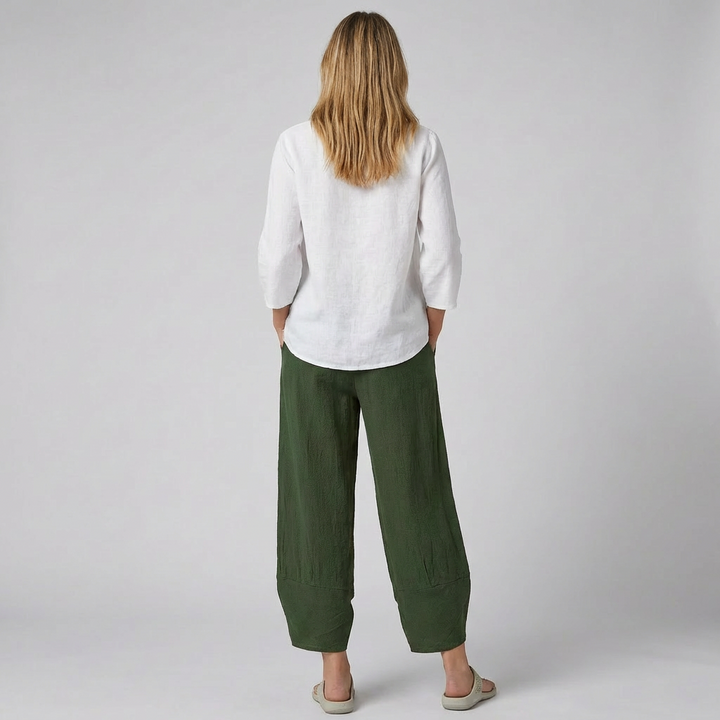 Elegante satinbukser med brede ben