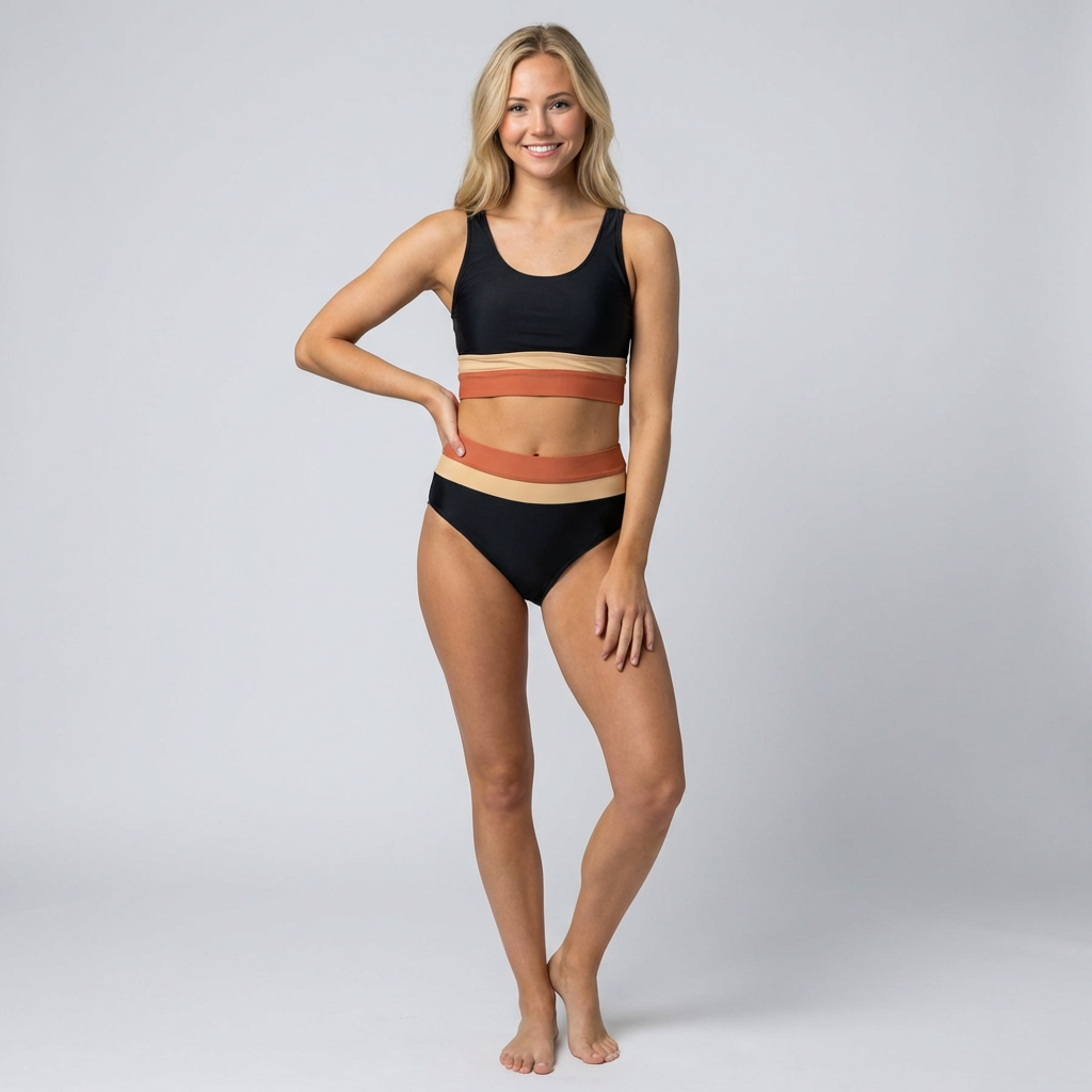 Colorblock bikinisæt med cutback