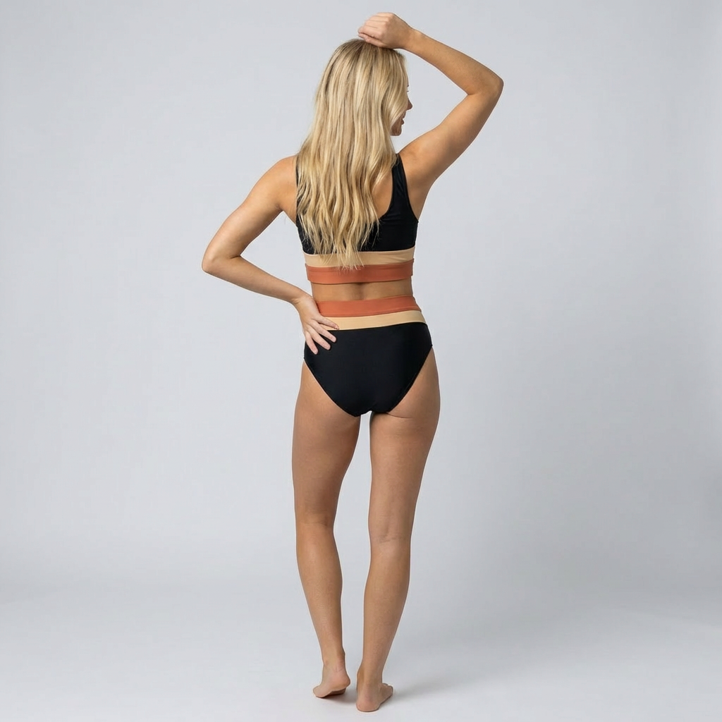 Colorblock bikinisæt med cutback