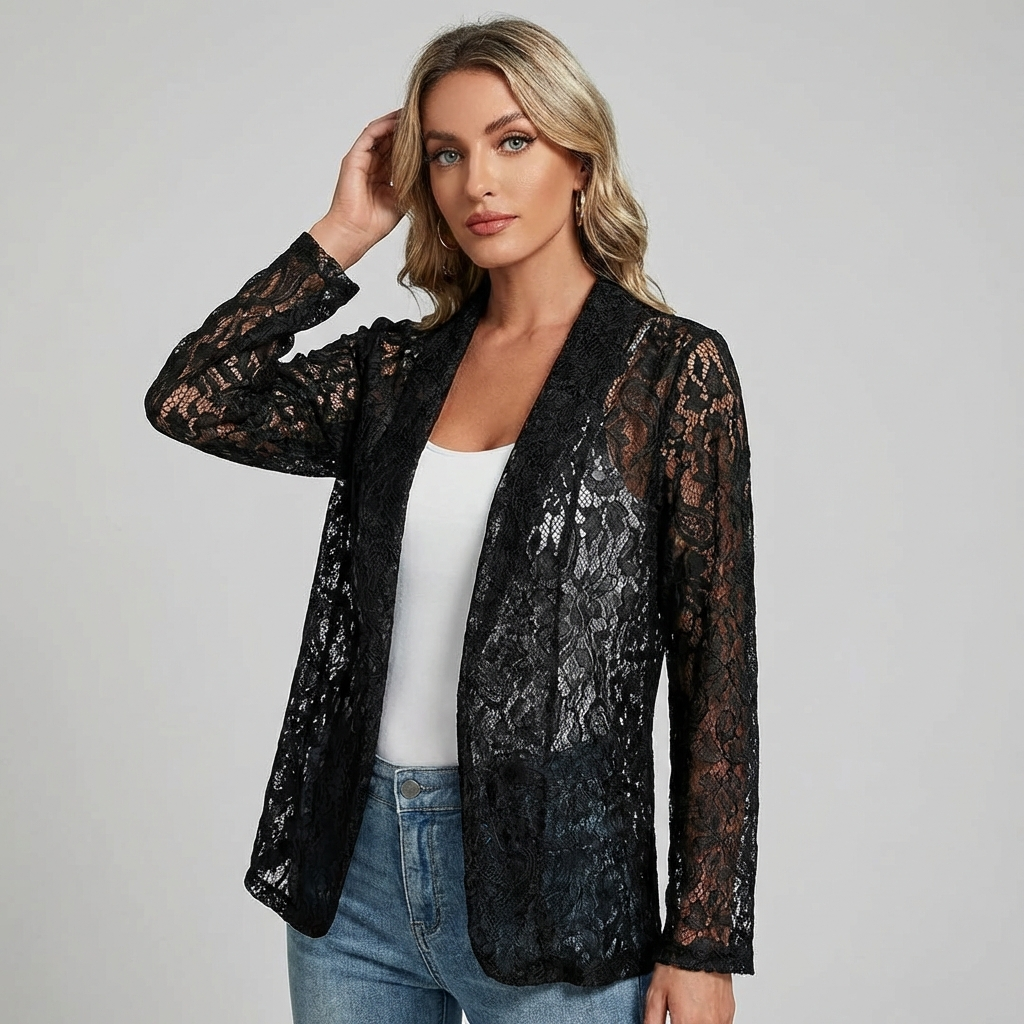 Elegant blazer med blonder