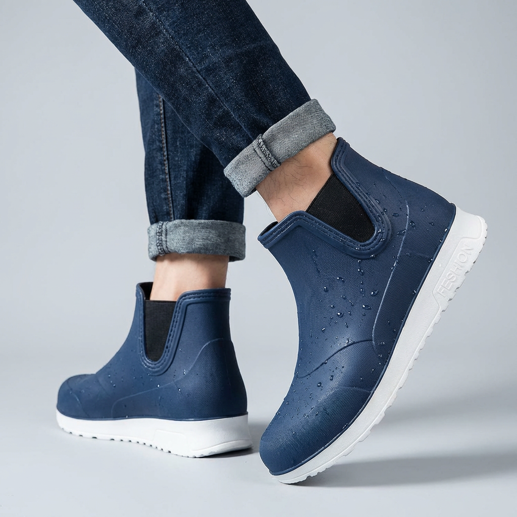 Lette, slidstærke og vandtætte slip-on gummistøvler til mænd
