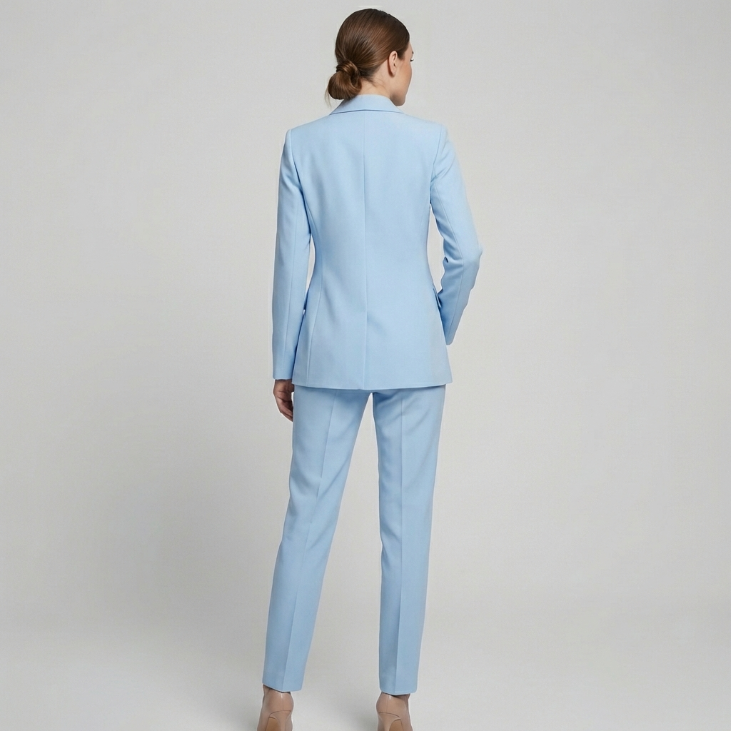 Sæt med elegant blazer og højtaljede bukser til damer