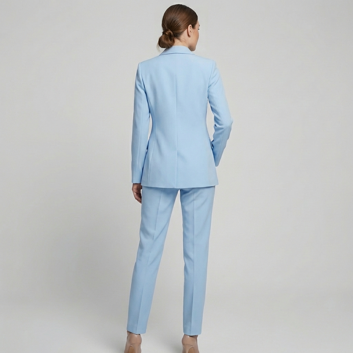 Sæt med elegant blazer og højtaljede bukser til damer