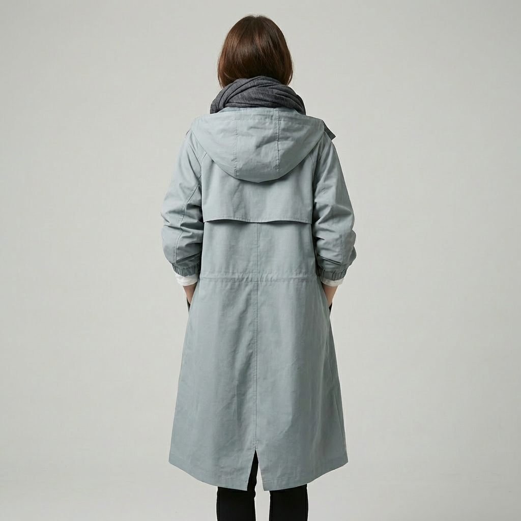 Klassisk trenchcoat med hætte