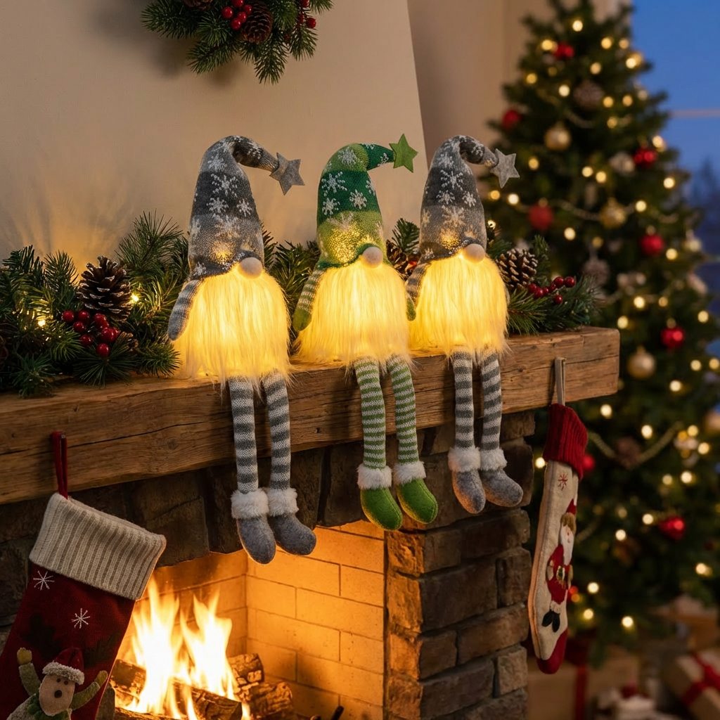 LED ansigtsløse dukke-nisse-ornamenter
