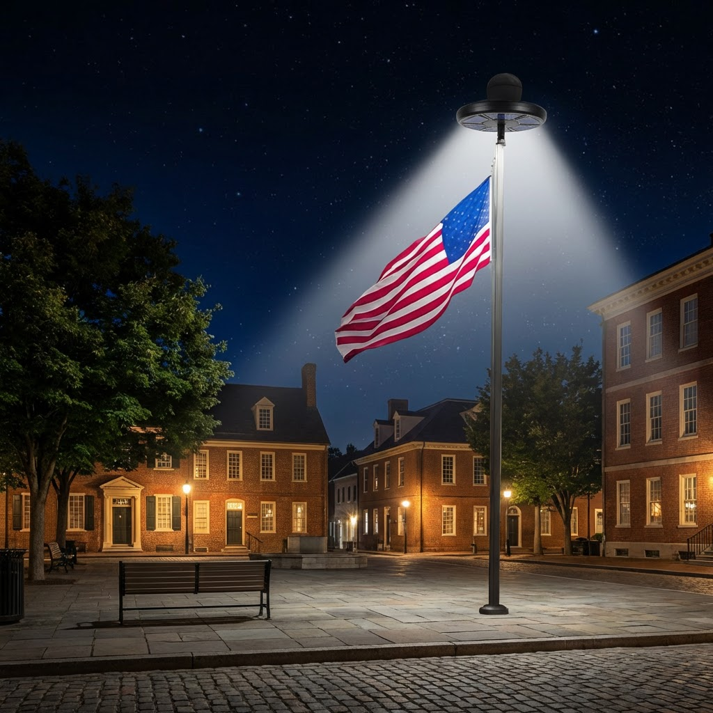 Solcelledrevet flagstangsbelysning
