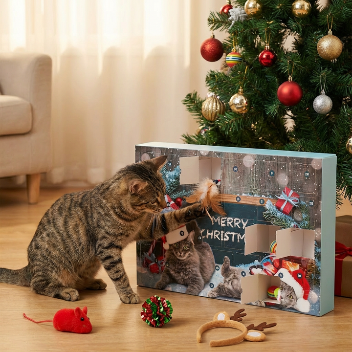 Kattelegetøj Adventskalender 24-dages interaktivt nedtællingssæt