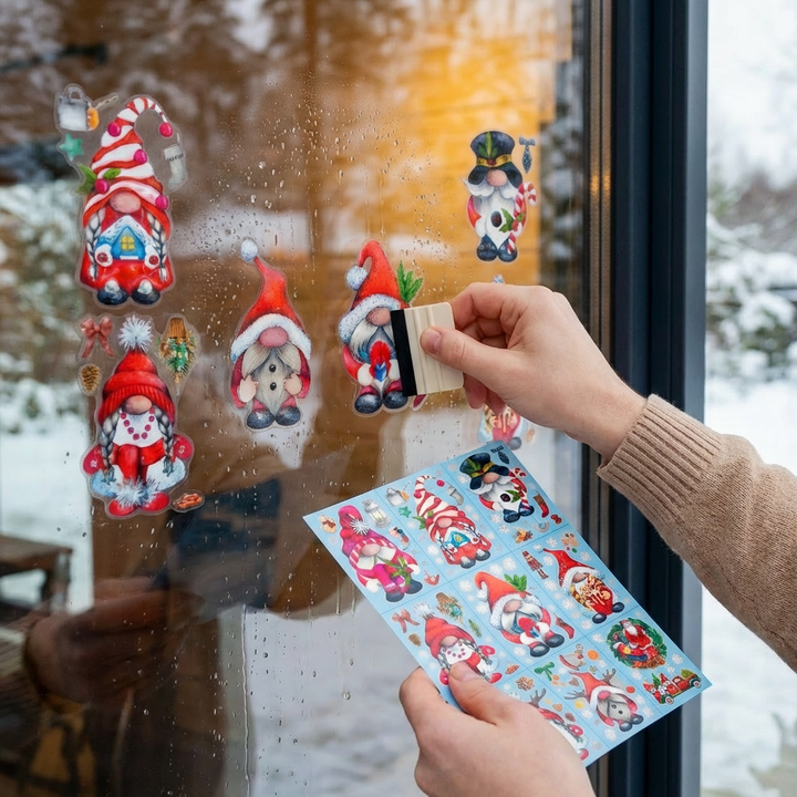 XL vinduesklistermærkesæt – Julemandstema (9 ark)