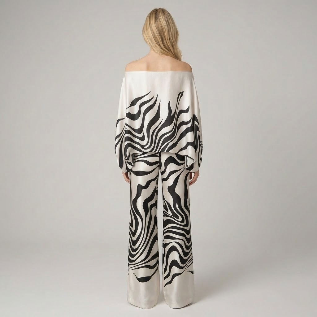 Off-Shoulder-modell damset i satin med 2 delar