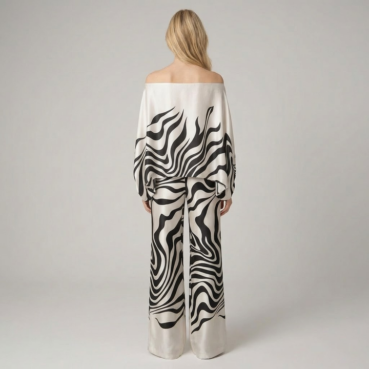 Off-Shoulder-modell damset i satin med 2 delar