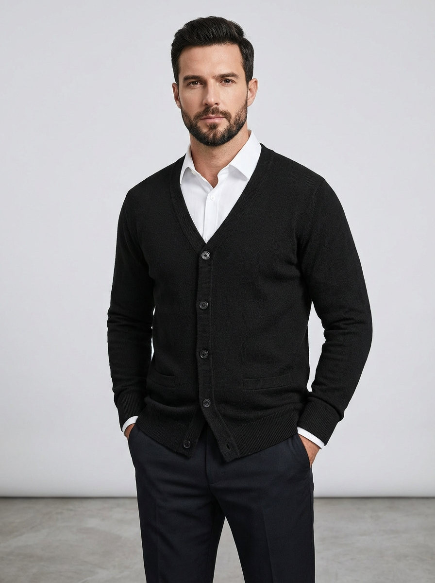 Strikket cardigansweater til mænd