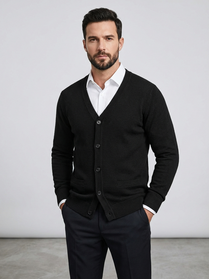 Strikket cardigansweater til mænd
