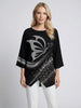 Sommerfugl-Print Bluse med Rund Hals og Lange Ærmer